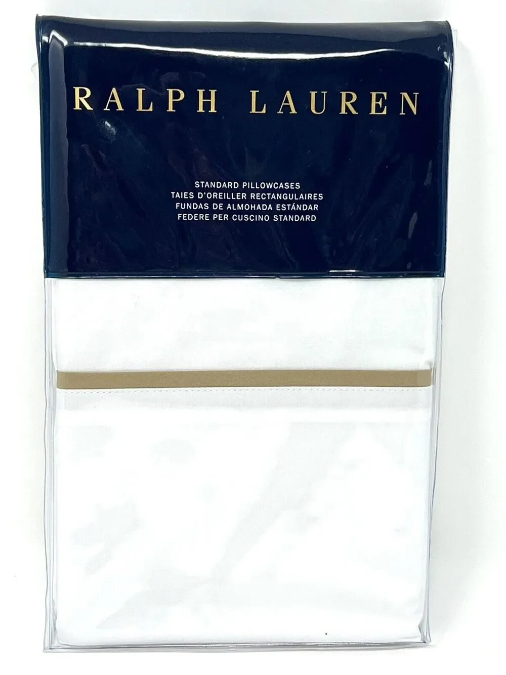 RALPH LAUREN Palmer Percale Cotton Standard Pillowcases Burnished Chamois NIP